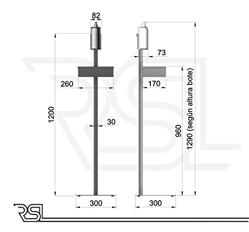 Hostelnovo - Tótem - Soporte dispensador de Gel desinfectante de Manos + Caja dispensadora de Guantes - En Chapa decapado - 1200 x 300 x 300 mm