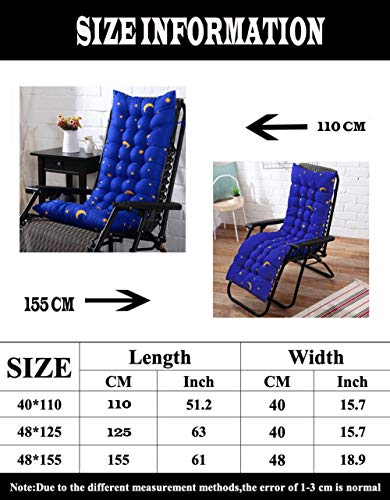 HotYou Cojín de Asiento Gruesa para Silla, Sofa, Sillon o Tumbona de jardín, terraza para Exterior,Azul Oscuro,40 * 110 CM