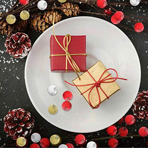 HOWAF 240pcs Navidad Bayas Artificiales Bayas de Acebo para Guirnaldas de Navidad Decoraciónes de Árbol de Navidad Manualidades Adorno, Rojo, Dorado y Plateado