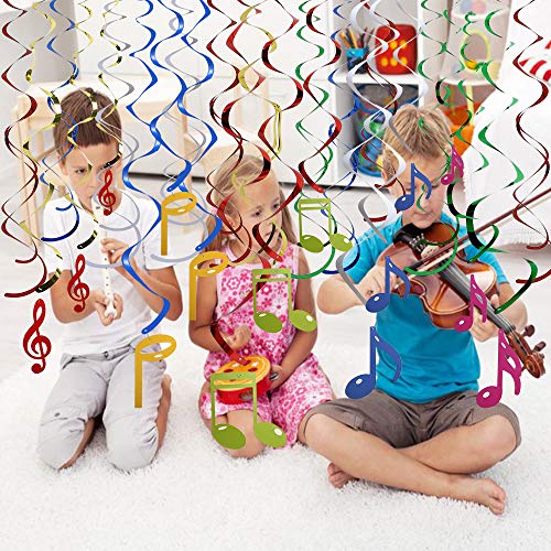 HOWAF 30Piezas Nota Musical Colgando remolinos Guirnalda de Techo serpentinas para conciertos, Bodas, Bebés Infantiles Niños Cumpleaños Fiesta Decoración Suministros