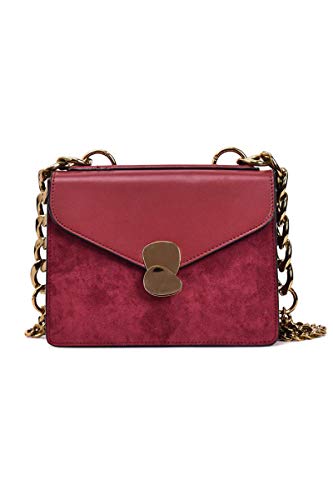 Howoo Mujer Pequeña Bolsa Cuadrada Mini Bolsa de Verano Escarchado Bolsa de Hombro Bolso Crossbody Vino Rojo