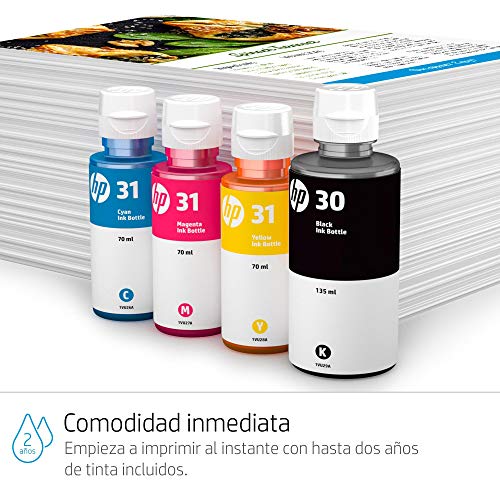 HP Smart Tank Wireless 455 - Impresora multifunción (imprime, copia y escanea desde el móvil), conectividad Wi-Fi, incluye hasta 2 años de tinta, negro