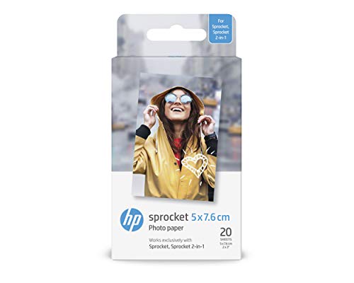 HP ZINK W4Z13A - Papel Fotográfico Adhesivo (20 hojas/5 x 7,6 cm), Blanco