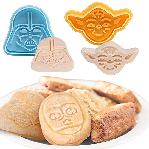 Hpamba Cortadores de Galletas Press Mini Cortadores para Galletas de Azúcar Cortador Galletas de Pastelería Geométrico Moldes para Galletas Decoraciones Navideñas Cortadores Moldes Pistón Decora 4PCS