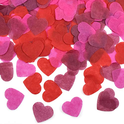 HQdeal 6000 Piezas de Confeti de Corazón, Multicolor Confeti de Papel, Confeti de Mesa para Decoración de Fiesta,Boda, Cumpleaños, Baby Shower, 60g (rojo/rosa rojo/rojo vino)