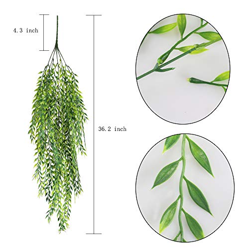 HUAESIN 2pcs Planta Artificial Colgante Exterior Interior 94cm Sauce Guirnalda Enredadera Artificial Hiedra Plastico Colgante Rama Vid Falsa Planta para Boda Fiesta Balcon Techo Pared Puerta Verde