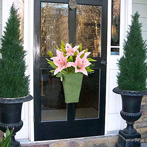 HUAESIN 5pcs Ramo de Flores Artificiales Decoracion Jarrones Flor Artificial Lirio Rosadas de Seda para Otoño Decoraion del Balcon Fiesta Cocina Baño Mesa Boda Bautizo Cememorias Hogar Terraza