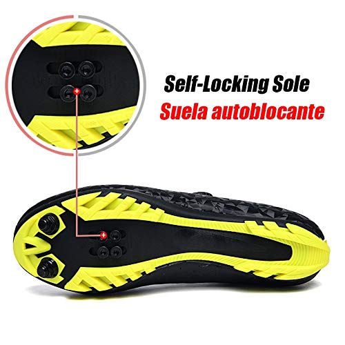 HUAFEIHUA Zapatos Unisex Ciclismo, Zapatos de MTB Camino del carbón de la Bici, Hombres Zapatillas de Deporte, Transpirable autoblocante Zapatos for Bicicletas HU924 (Color : Red, Shoe Size : 37)