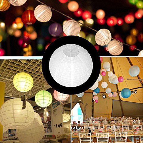 Huahan Haituo White Round Paper Lampshade Classic Bamboo Style acanalado pantalla White Round Paper Lampshade Classic Bamboo Style acanalado pantalla (20cm/8")