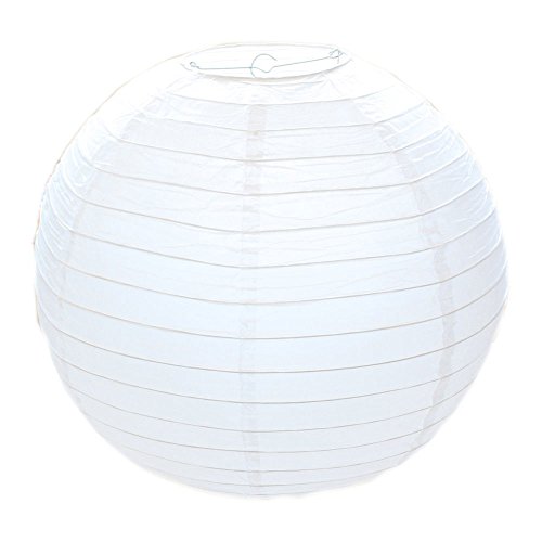 Huahan Haituo White Round Paper Lampshade Classic Bamboo Style acanalado pantalla White Round Paper Lampshade Classic Bamboo Style acanalado pantalla (20cm/8")