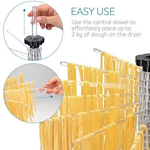 HUIHUAN Estante de Secado de Pasta Plegable, secador de Espagueti seco Giratorio de 16 Barras, Puede Contener hasta 4 Libras de Fideos caseros, Adecuado para la Cocina casera