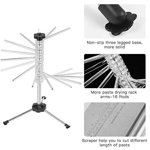 HUIHUAN Estante de Secado de Pasta Plegable, secador de Espagueti seco Giratorio de 16 Barras, Puede Contener hasta 4 Libras de Fideos caseros, Adecuado para la Cocina casera