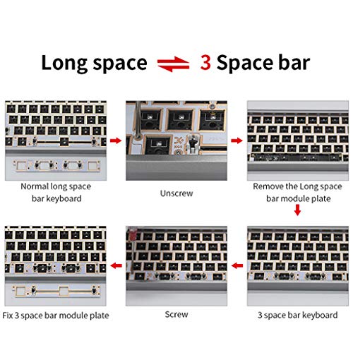 Huiingwen GK64XS Hot Swap - Placa de teclado mecánica Bluetooth programable con kits definidos por el usuario, interruptor RGB, módulo de conexión USB tipo C para GH60 60% Cherry