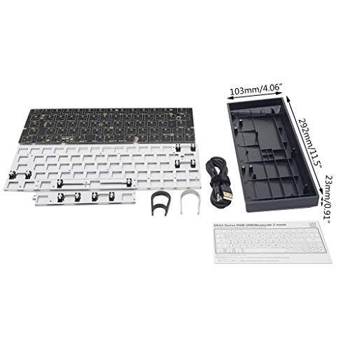 Huiingwen GK64XS Hot Swap - Placa de teclado mecánica Bluetooth programable con kits definidos por el usuario, interruptor RGB, módulo de conexión USB tipo C para GH60 60% Cherry