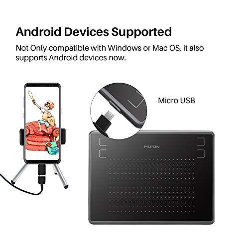 HUION INSPIROY H430P Tableta Gráfica de Dibujo para Pad de Firma con Lápiz sin Batería de 4096 Niveles de Presión y 4 Teclas Rápidas supporta Windows, Mac e Android.