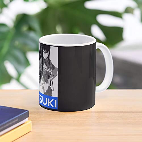 HUONGLILY Satsuki Otaku Ryuko Anime Ragyo Matoi Mako NUI Kiryuin Manga Mankanshoku La Mejor Taza de café de cerámica de mármol Blanco de 11 oz