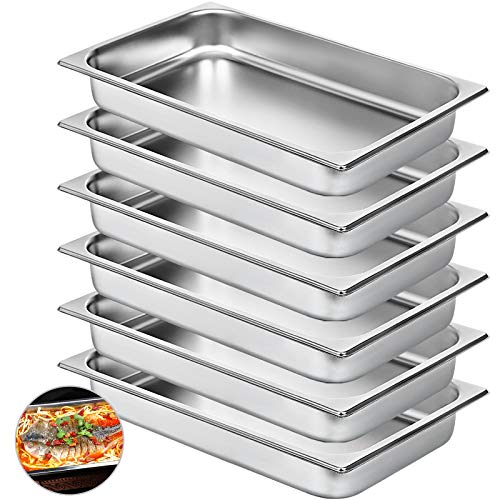 Husuper Bandeja Rectangular de Acero Inoxidable 50 x 30 x 5 CM 6 Unidades Bandeja Honda Rectangular para Servir Bandeja Profunda Bandeja de Acero Inoxidable Bandeja para Arroz al Vapor