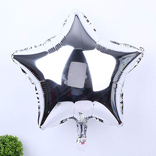 Huture 14PCS Globo de Látex de Globo de Confeti Globo Corazón Forma de Estrella Globo de Aluminio Globos Mylar Globos de Helio de Aluminio para Cumpleaños de Boda Decor de Baby Shower Niña, Plateado