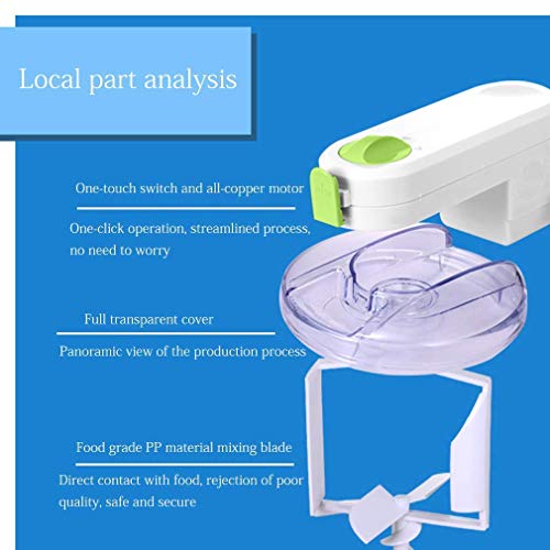 HYISHION Máquina for Hacer Helados, Inicio de Bricolaje Cocina del Cono de Helado automático Mini Fruit Soft Serve Ice Cream Machine Simple operación de una pulsación SKYJIE