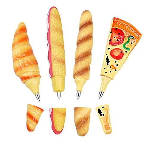 Hysagtek - Bolígrafo de punta redonda (4 unidades), diseño de pizza y pan