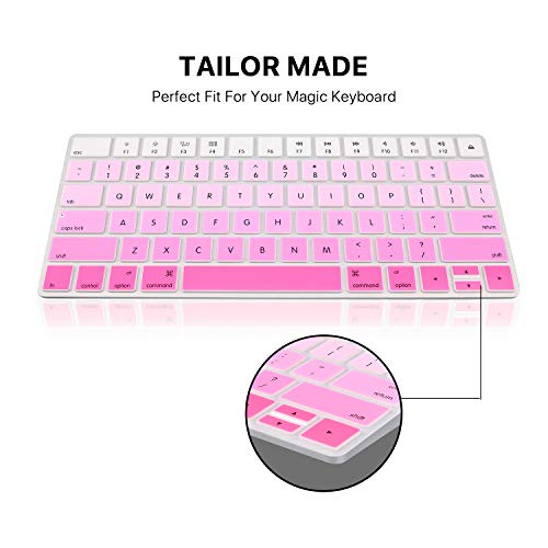 i-Buy Protector de Teclado Compatible para Apple Magic Wireless Keyboard, Ultra Fino Teclado Cubierta Piel de Silicona Protectora Skin [Diseño en inglés de la UE]- Rosa Degradado