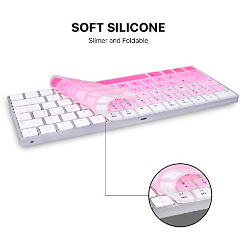 i-Buy Protector de Teclado Compatible para Apple Magic Wireless Keyboard, Ultra Fino Teclado Cubierta Piel de Silicona Protectora Skin [Diseño en inglés de la UE]- Rosa Degradado