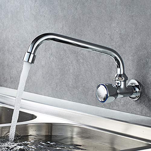 Ibergrif M18654 Ballet, Cocina de Solo Agua Frío, Grifo Giratorio de Pared, Cromo, Plata