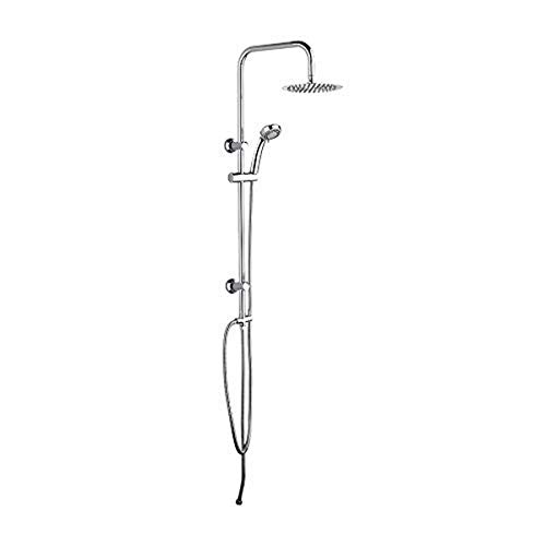 Ibergrif M20702 Sistema Columna de Ducha Sin Grifo, Con Inversor, Rociador, Alcachofa, Manguera, Barra Ajustable y Soporte, Cromo, Plata