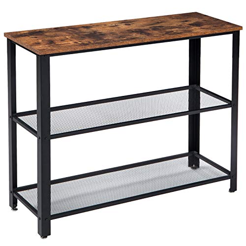 IBUYKE Mesa de Consola de Estuilo 100x35x80 cm, Industrial Mesa para Pasillo con 2 Estantes de Malla, Mesa para Salón, Hierro TMJ003H