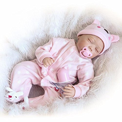 iCradle Muñecas 22 Pulgadas Realista Reborn Baby Dolls Ojos Cerrados Durmiendo Bebé Niña Silicona Suave Vinilo simulación Bebe Dolls Niño Juguete Regalos