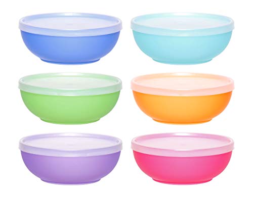 idea-station Neo Cuencos plastico 6 Piezas, 14 cm, 500 ml, Colorido, Cubierta, Reutilizable, Redonda, apilable, Duro, Cuenco, Bol, Bowl, tazones, contenedores, cucina, Aperitivos, Bebe