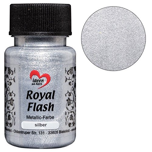 Ideen mit Herz pintura acrílica metalizada"Royal Flash" | con las partículas de brillo más finas | metálica | 50 ml (plata)