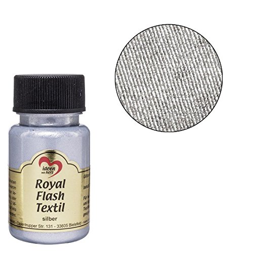 Ideen mit Herz pintura textil metalizada"Royal Flash" | Color Metálico de Alto Brillo | Adecuado para tejidos y telas Claros y Oscuros | Camisetas, Bolsos, Ropa | 50 ml (plata)