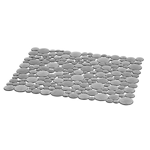 iDesign Alfombrilla escurreplatos para fregadero, rejilla de plástico de tamaño grande, tapete protector para fregaderos de acero inoxidable y cerámica, gris