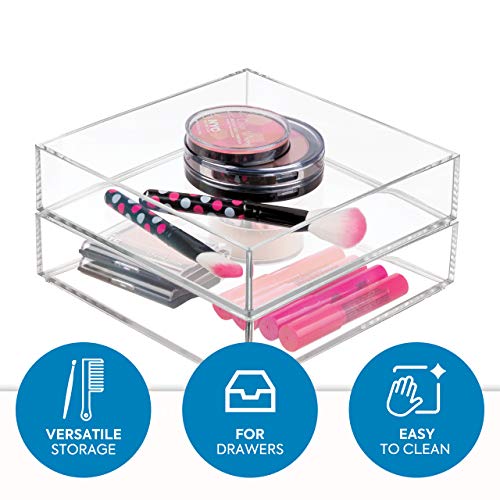 iDesign Organizador de maquillaje y cosméticos, organizador de cajones grande de plástico libre de BPA, caja apilable para baño, cocina y oficina, transparente