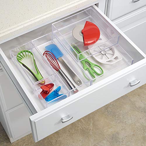 iDesign Organizador de maquillaje y cosméticos, organizador de cajones grande de plástico libre de BPA, caja apilable para baño, cocina y oficina, transparente