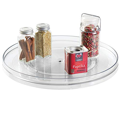 iDesign Plato giratorio para cocina, organizador de armarios extragrande de plástico libre de BPA, especiero giratorio para guardar especias y tarros en la despensa, transparente