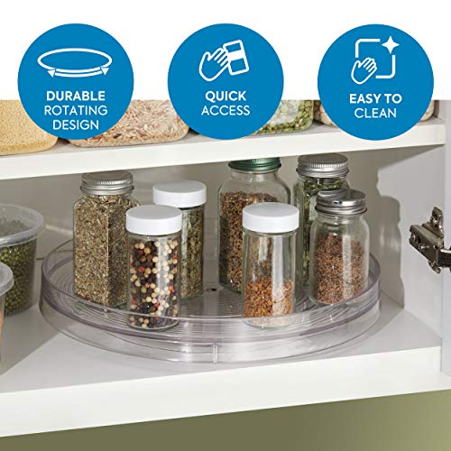 iDesign Plato giratorio para cocina, organizador de armarios extragrande de plástico libre de BPA, especiero giratorio para guardar especias y tarros en la despensa, transparente