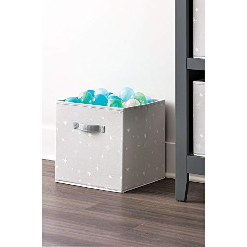 Idesign Tela, Cesta Plegable Mediana En Mezcla De Algodón Y Poliéster Con 2 Asas, Caja Organizadora Estampada Para Armario, Dormitorio O Habitación Infantil, Gris, X 33,0 Cm