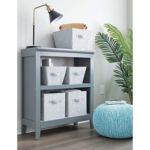 Idesign Tela, Cesta Plegable Mediana En Mezcla De Algodón Y Poliéster Con 2 Asas, Caja Organizadora Estampada Para Armario, Dormitorio O Habitación Infantil, Gris, X 33,0 Cm