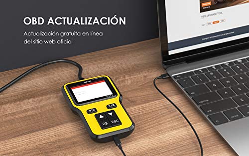 ieGeek OBD2 Coche Herramienta de Análisis de Diagnóstico Español, Lectura y Borrar Código de Falla para 1996 y Posteriors Coche Gasolina con Protocolos OBDII, Soporta I/M Conservarde Datos y Imprimir