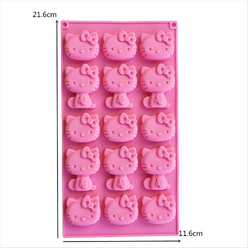 IFMGJK Nuevo Incluso 15 KT Gato de Silicona Chocolate Molde Super Lindo Hello Kitty Fondant Pastel Molde de Chocolate for Hornear Herramientas A979 (Color : A)