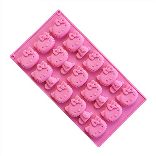 IFMGJK Nuevo Incluso 15 KT Gato de Silicona Chocolate Molde Super Lindo Hello Kitty Fondant Pastel Molde de Chocolate for Hornear Herramientas A979 (Color : A)