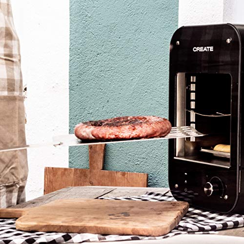 IKOHS BBQ Grill IN&out - Barbacoa Grill Eléctrica para Carnes, Verduras y Pescados, 1600W, Acero Inoxidable, de 0°C a 850°C y Asar los Alimentos, 6 Niveles para cocinar Sin Humos