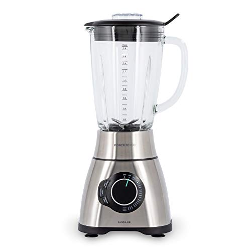 IKOHS BLENDER FORCE 3D - Batidora de Jarra Estilo Americano, 1800W, 18 Velocidades, 1,8 L preparado y 2,1 L Total, Libre de BPA, 6 Cuchillas de Acero Inoxidable, 3 Programas Automáticos (Gris - 1800W)