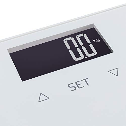 IKOHS PRO WELLNESS - Báscula de Baño, Pantalla LCD, 180 kg, Peso Corporal, Memoriza hasta 10 Usuarios, Medición de Alta Precisión, Cristal Templado, 4 sensores de medición Advanced DUAL BIA (Blanco)