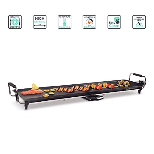 IKOHS TEPPANYAKI TP-XL - Plancha Grill Estilo Japonés, Plancha de Asar Eléctrica, Cocina por Igual en Toda la Superficie 100x22x13cm, Antiadherente, Termostato, Bandeja Colectora de Salsas, 1800W