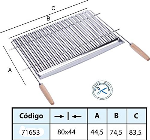 IMEX EL ZORRO 71653 - Parrilla para Barbacoa, INOX, 80 x 44 cm