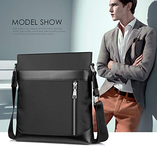 Impermeables Messenger Bag Bolsos a Hombro de Mensajero de Lona Mini Bolsa Bandolera Hombre PequeñoViaje Bolso Mensajero Vertical Grande Bolsa de Negocios para iPad Mini Escolares Sport Casual (Negro