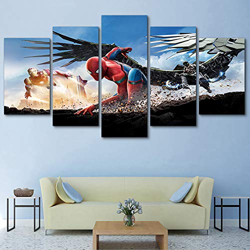 Imprimir Modern HD Painting Wall Art Family 5 Panel Spider Man Movie Modular Poster Decorativo Foto en Lienzo Living Room Frame